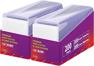 400 Packs Card Sleeves,3"X4" Baseball Collectible Trading Card Protective Sleeves,Hard Plastic Card Holder for Trading Sports Football Game Cards (200 Hard Sleeves+200 Soft Sleeve)