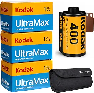 Kodak Ultramax 400 35mm Film Roll 24 Exp 3 Rolls with Sturdy Tiger Case