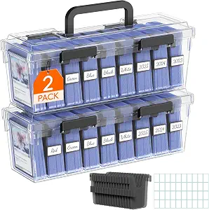 Lifewit Trading Card Storage Box with Handle, Fit for Toploader, 2 Pcs