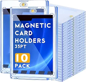 10ct Magnetic Card Holder, 35pt One Touch Card Holders with UV Protection – Hard Plastic Case Card Protector Trading Cards, Display Case for Sports, Baseball, Football, Game Cards, Collectibles