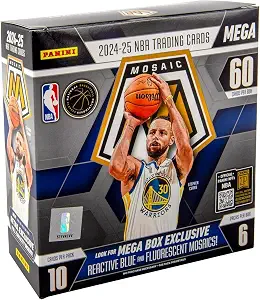 2024–25 Panini Mosaic Basketball Mega Box – Official NBA Trading Cards – Includes Exclusive Reactive Parallels & Inserts – Collect Top Rookies, Stars & Legends