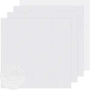 4 Pcs Needlepoint Canvas 14-Mesh, 20x20 Inch White Needle Point Canvas for Embroidery, Blank Polyester-Cotton Twist Interlock Needlepoint Mesh for DIY Handicraft Knit Crochet Projects