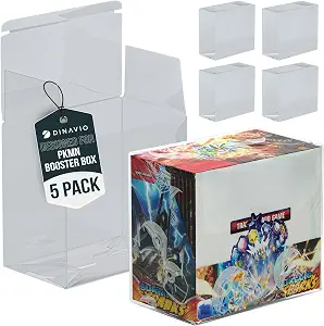 Dinavio Crafthouse Plastic PKMN Booster Box Protector 5 Pack - Booster Box Case Display Protectors - Compatible with English Modern PKMN Booster Boxes - 0.5mm Thick (Pack of 5)