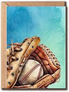 Baseball Happy Birthday Card - Funny Baseball Card - Baseball Lover Card - Humor Sport Card - Greeting Funny Card, 5 x 7 inches