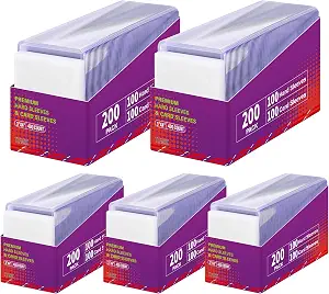 1000 Packs Card Sleeves,3"X4" Baseball Collectible Trading Card Protective Sleeves,Hard Plastic Card Holder for Trading Sports Football Game Cards (500 Hard Sleeves+500 Soft Sleeves)