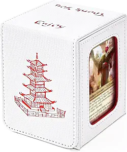 Venssu Chinese Takeout Deck Box Fits 35+ Toploaders (White and Red)