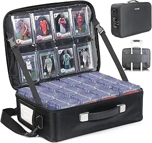 Luxtude Trading Card Storage Box w/Adjustable Dividers, Card Carrying Case