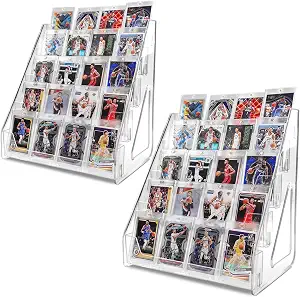 Trading Card Display Stand, Vertical Card Holder, 5-Tier, 2 Pack