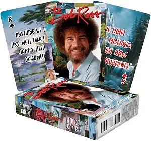 AQUARIUS Bob Ross Quotes Playing Cards Standard Size – Themed Novelty Deck with 52 Unique Painting Designs – Collectible Merchandise Gift for Teens and Adults