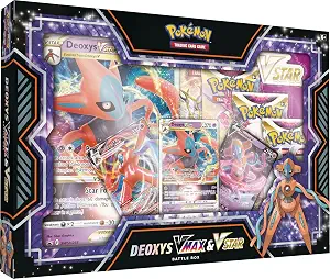 Pokémon TCG: Deoxys VMAX & VSTAR Battle Box (3 Foil Promo Cards, 1 Oversize Foil Card & 4 Booster Packs)