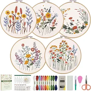 CYANFOUR 5 Pack Beginner Embroidery Kit for Adults with Video & Instruction