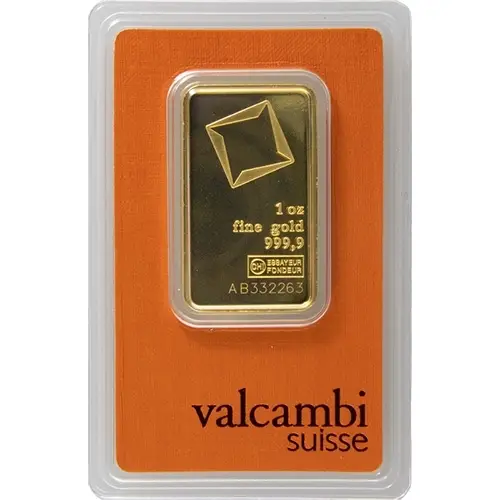 1 oz Valcambi Gold Bar (new w/ assay, serial numbered)