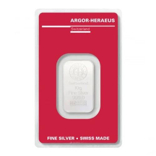 Argor Heraeus 10gm Silver Bar Minted