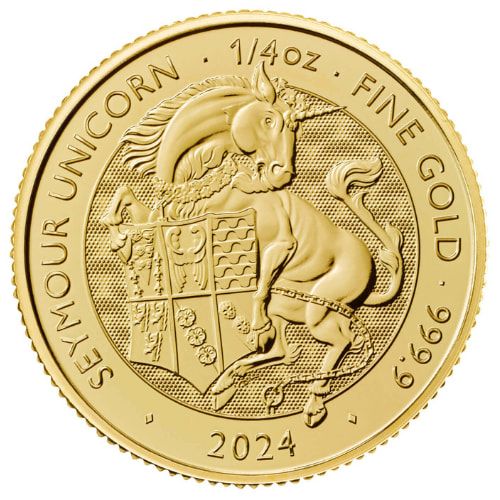 Tudor Beasts Gold Unicorn 1/4 oz 2024