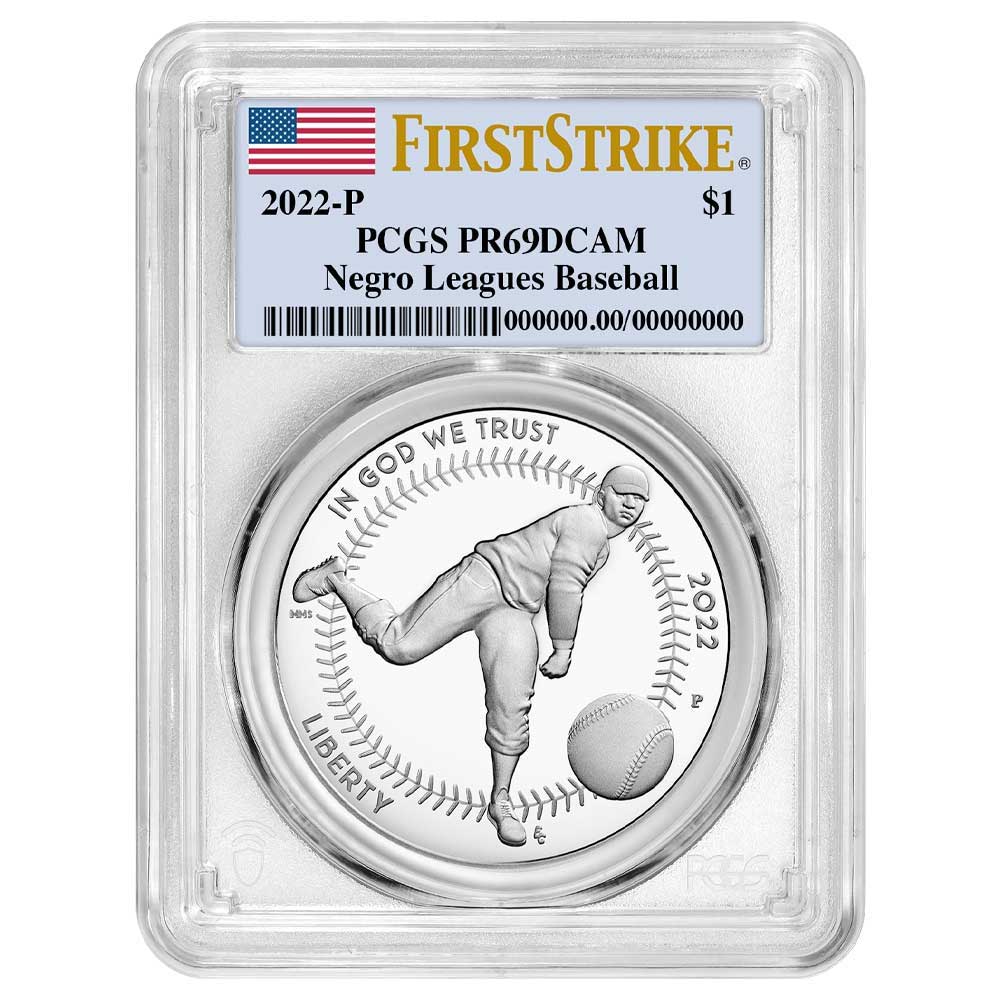 2022-P Proof $1 Negro Leagues Baseball Silver Dollar PCGS PR69DCAM FS Flag Label