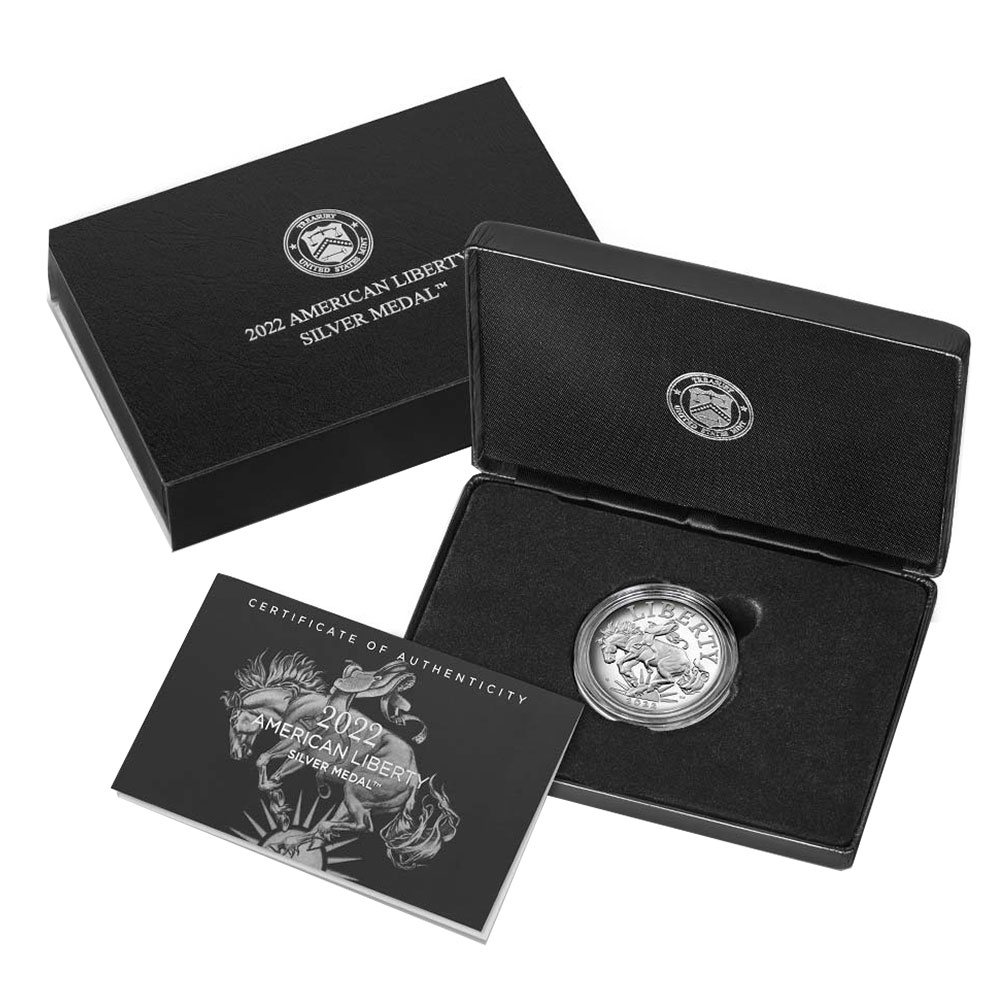 2022-P Proof American Liberty 1 oz Silver Medal Box, OGP & COA