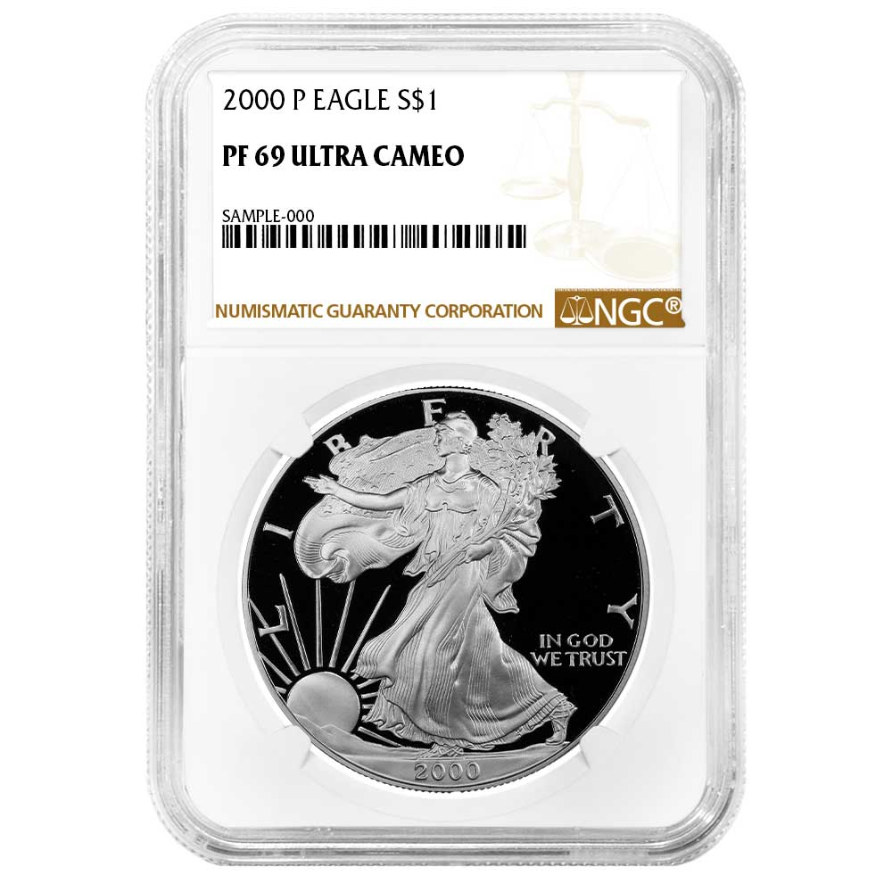 2000-P Proof $1 American Silver Eagle NGC PF69UC Brown Label