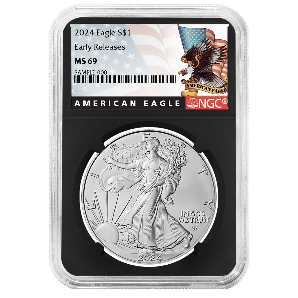 2024 $1 American Silver Eagle NGC MS69 ER Black Label Retro Core