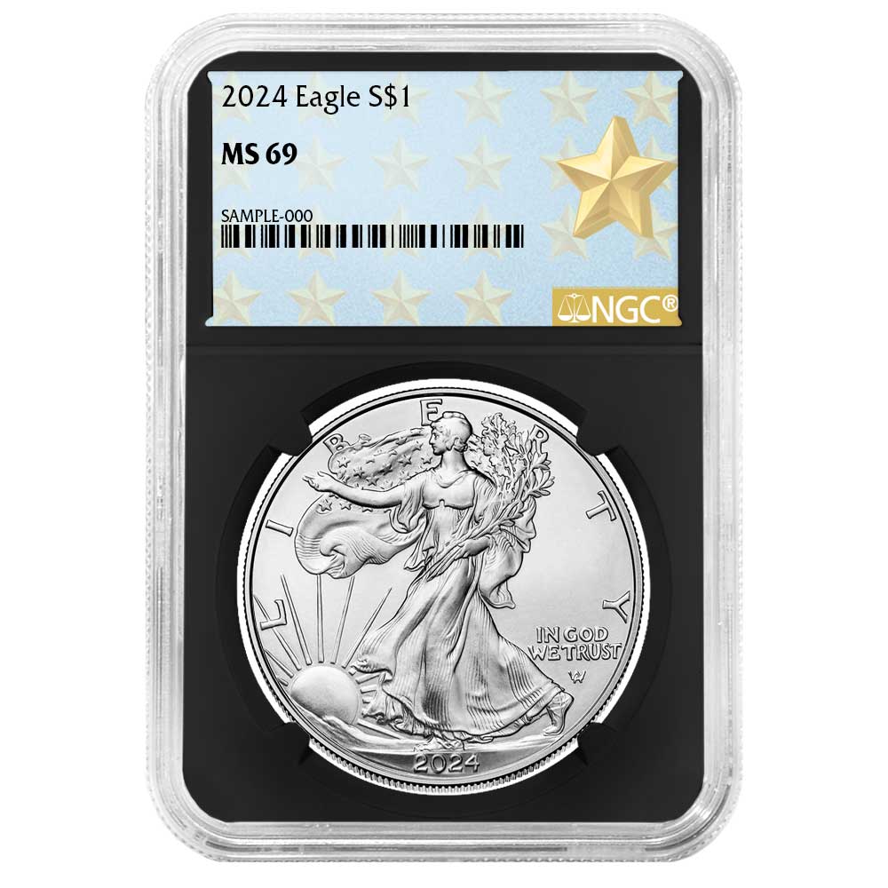 2024 $1 American Silver Eagle NGC MS69 West Point Star Label Retro Core