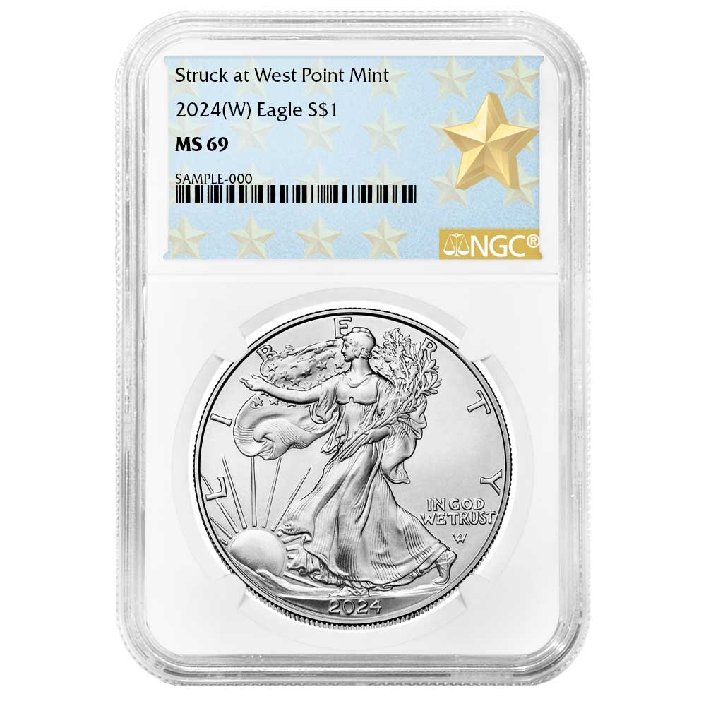 2024 (W) $1 American Silver Eagle NGC MS69 West Point Star Label