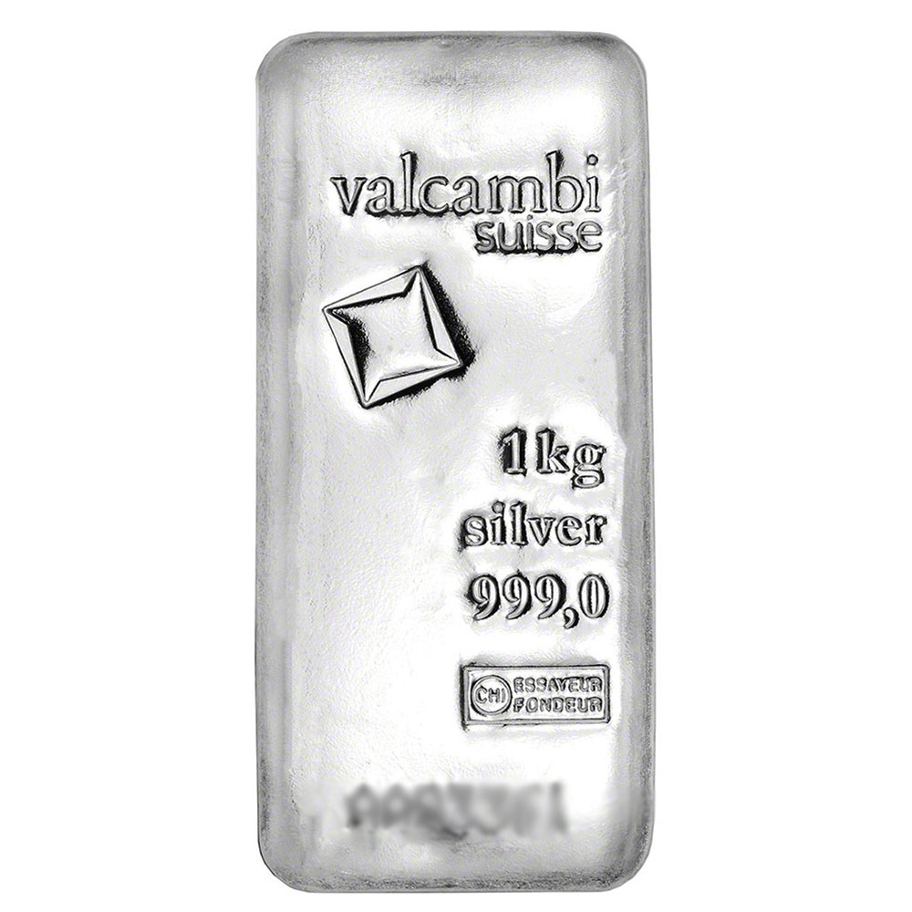 1 Kilo Valcambi Suisse .999 Fine Silver Bar – Cast