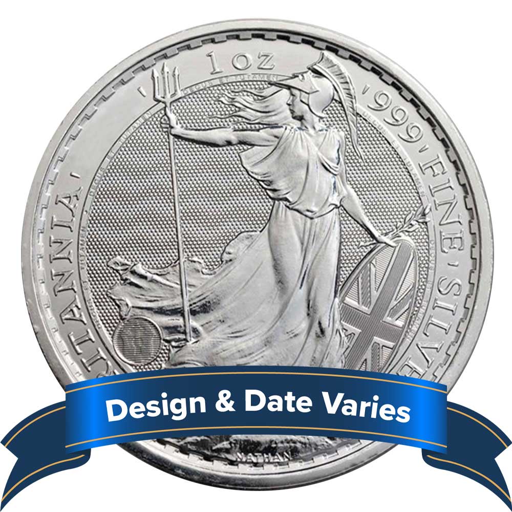 U.K. 2 Pound Silver Britannia .999 1 oz Random Date