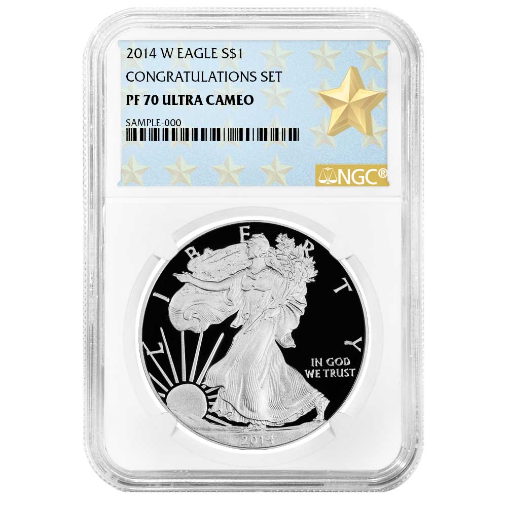 2014-W Proof $1 American Silver Eagle Congratulations Set NGC PF70UC West Point Star Label