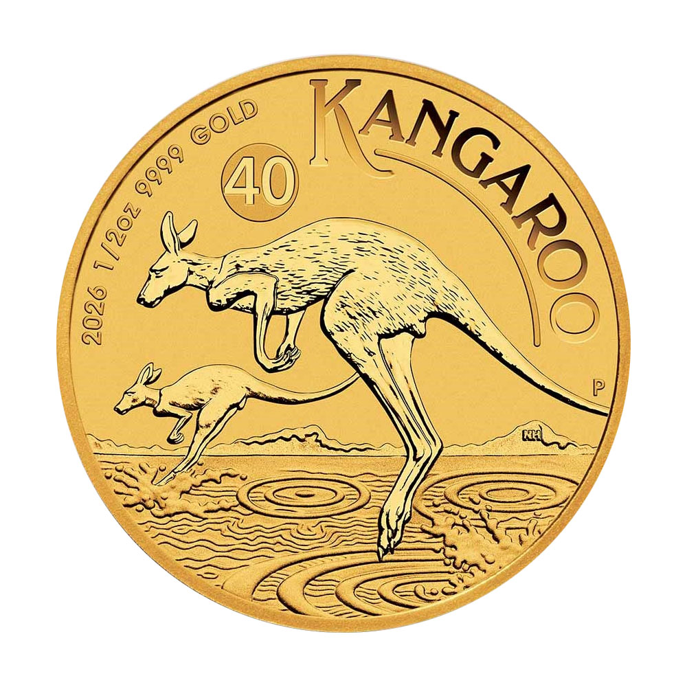 2026 $50 Australia Gold Kangaroo 1/2 oz .9999 Fine Brilliant Uncirculated