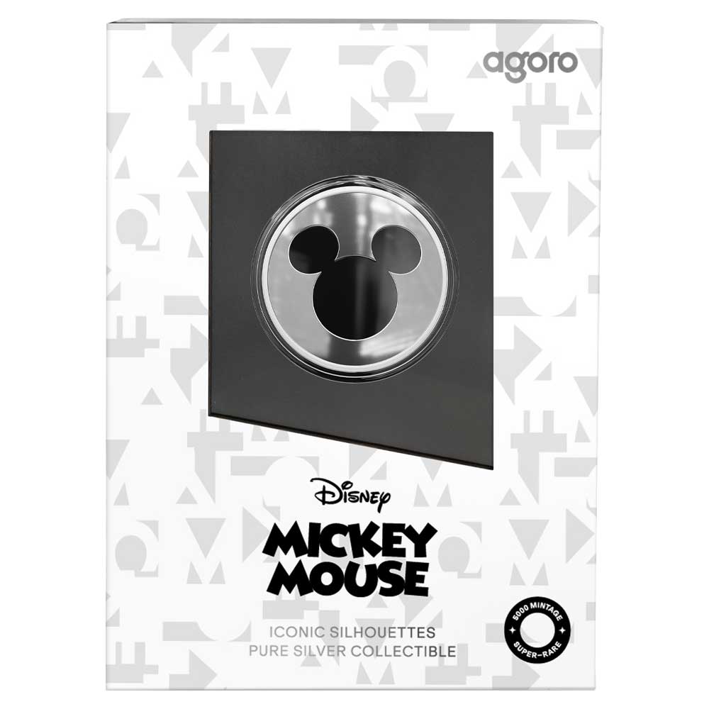 2026 $1 Disney Iconic Silhouettes Mickey Mouse 1/2 oz Silver Coin By Agoro Mintage of 5000
