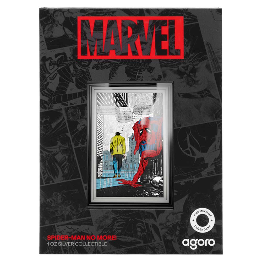2026 $2 Marvel Iconic Moments Spider No More 1 oz Silver Coin By Agoro Mintage of 1000