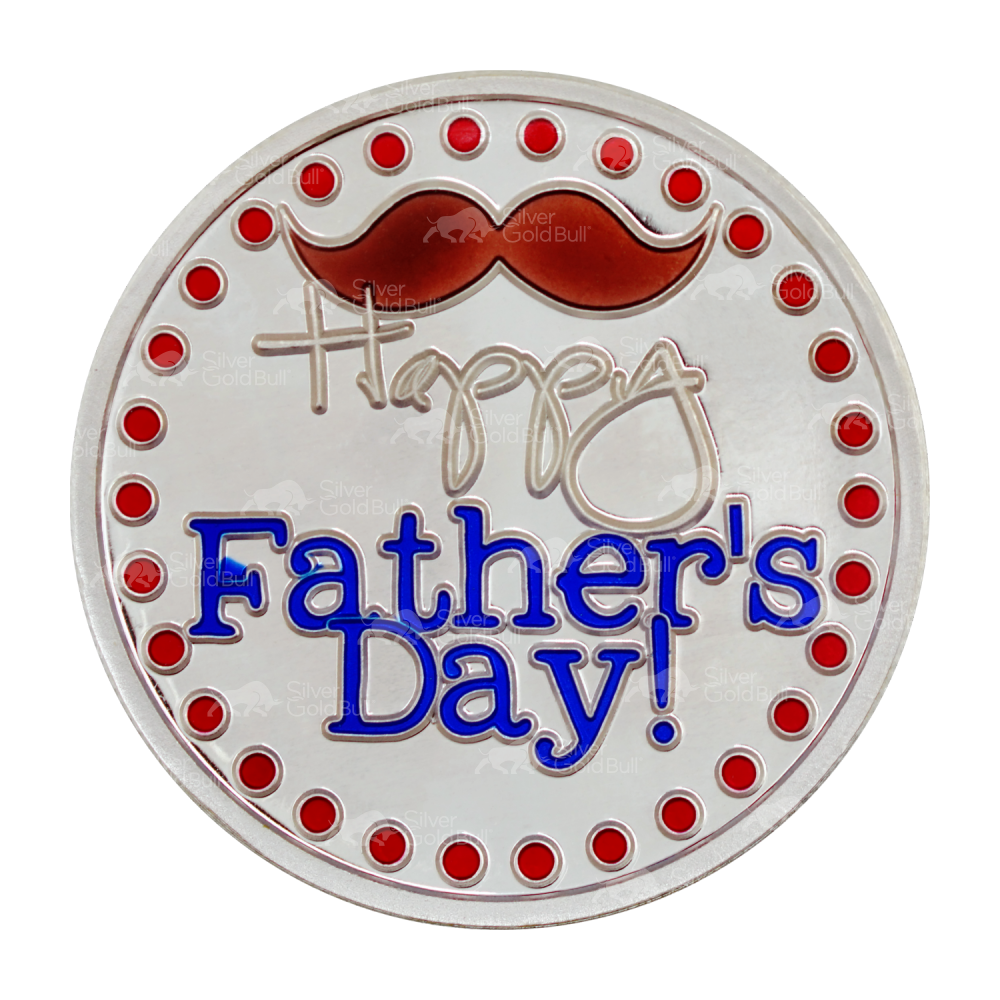 1 oz Colorized Father's Day Blue Moustache Silver Round | Silvertowne Mint