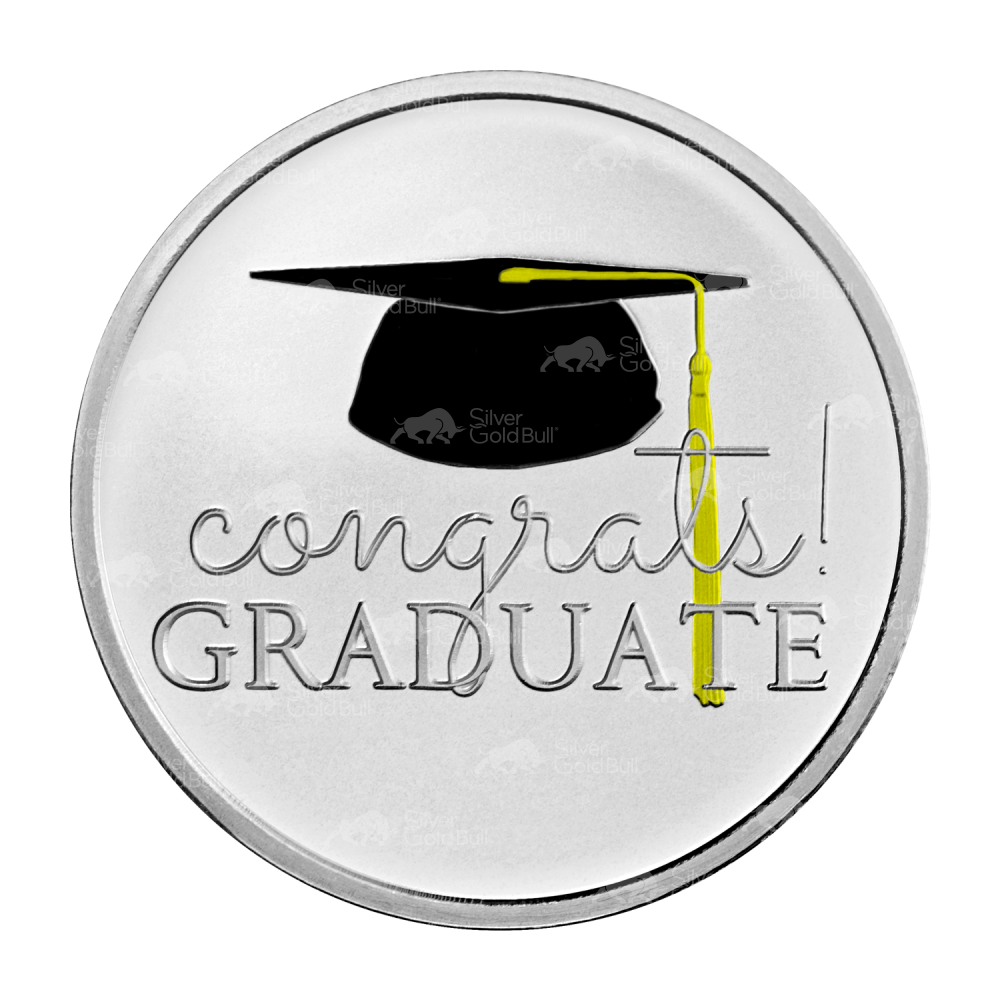 1 oz Congrats Graduate Colorized Silver Round | Silvertowne Mint