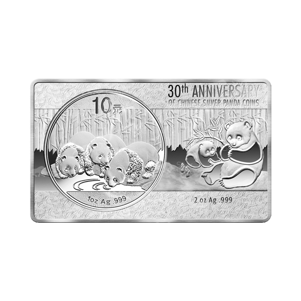 3 oz 2013 30th Anniversary of the China Panda Coin Silver Bar