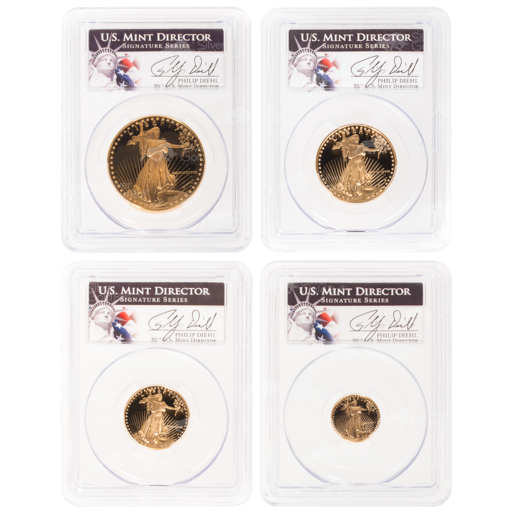 Set of 4 x Random Year American Eagle PR69 DCAM Proof Gold Coins | United States Mint