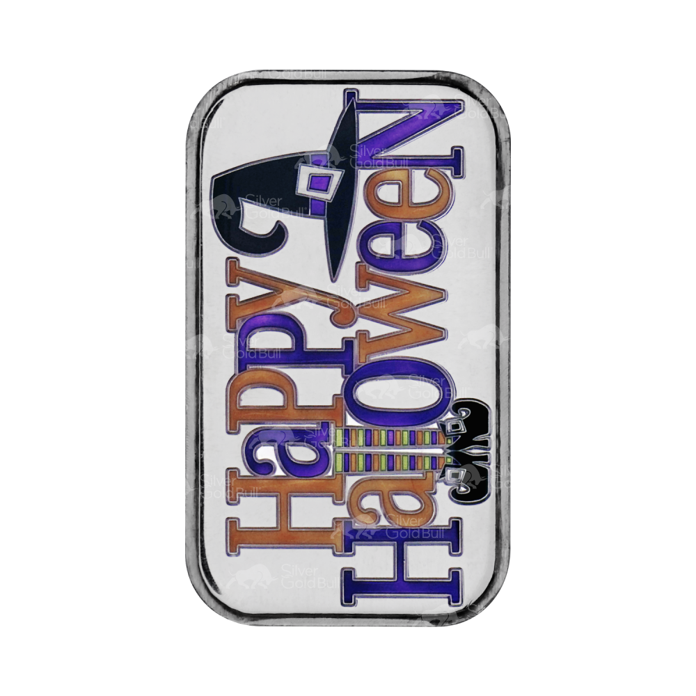 1 oz Happy Halloween Colourized Silver Bar | Silvertowne Mint