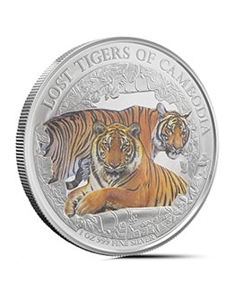 2024 1 oz Colorized Cambodia Silver Lost Tigers Bullion Coin