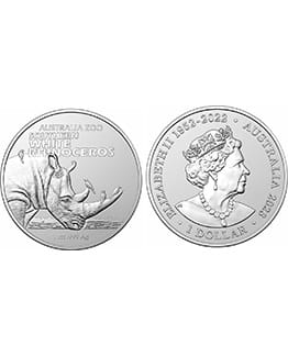 2023 White Rhinoceros Australia Zoo Ram 1oz Silver Bullion Coin