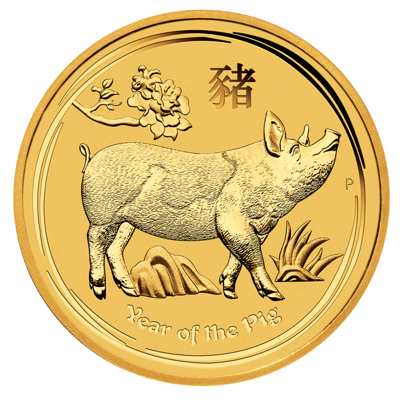 2 oz Lunar II Pig fine Gold Coin