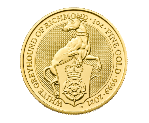 1oz Queen’s Beasts White Greyhound of Richmond Fine Gold Coin