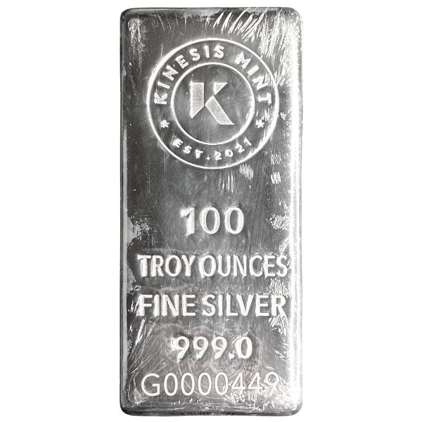 Kinesis Mint 100 oz Cast Silver Bar