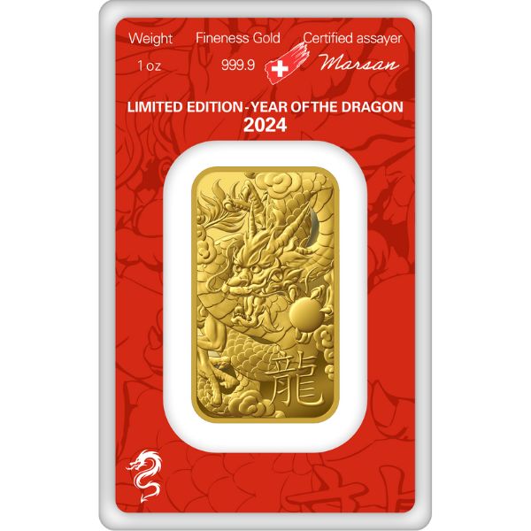 2024 Argor-Heraeus Dragon 1 oz Gold Bar (New in Assay)