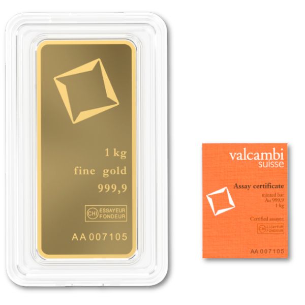 Valcambi Suisse 1 Kilo Minted Gold Bar
