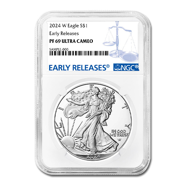 2024-W Proof American Silver Eagle – NGC PF69UC Early Releases Blue Label