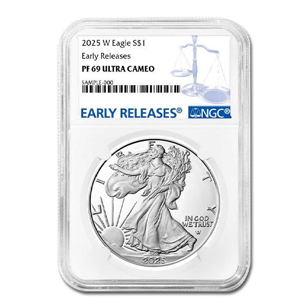 2025-W Proof American Silver Eagle – NGC PF69UC Early Releases Blue Label