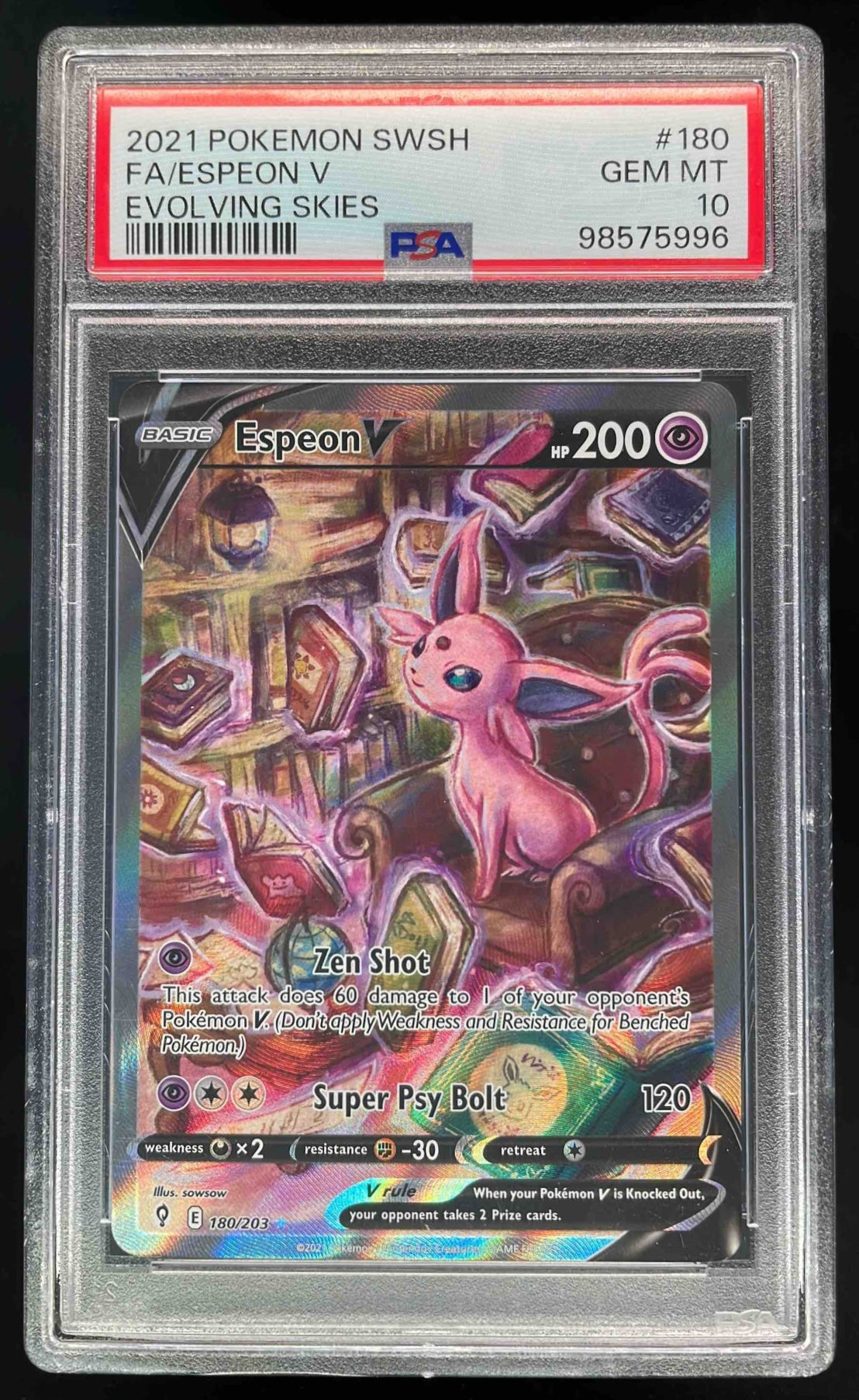 2021 Pokemon Sword & Shield Evolving Skies #180/203 Espeon V PSA 10