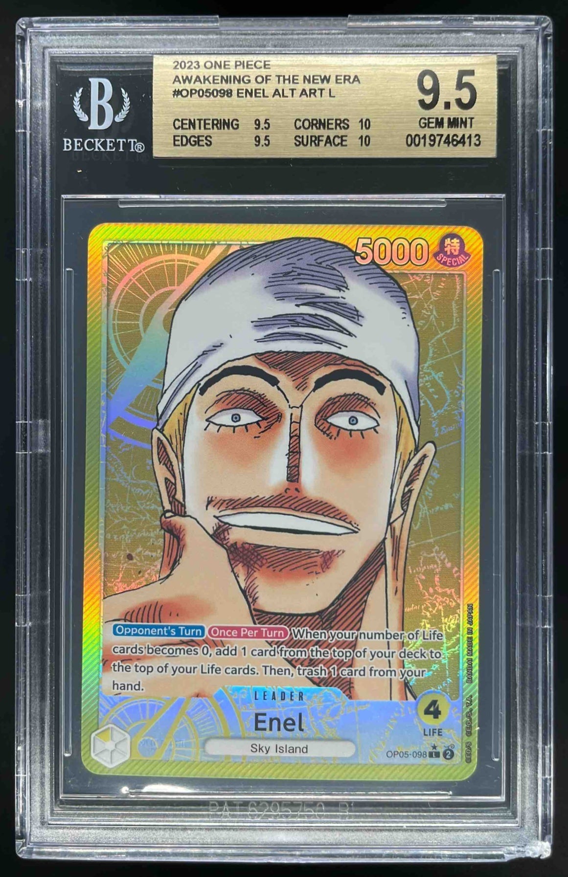2023 One Piece Awakening of the New Era Leader #OP05-098 Enel BGS 9.5