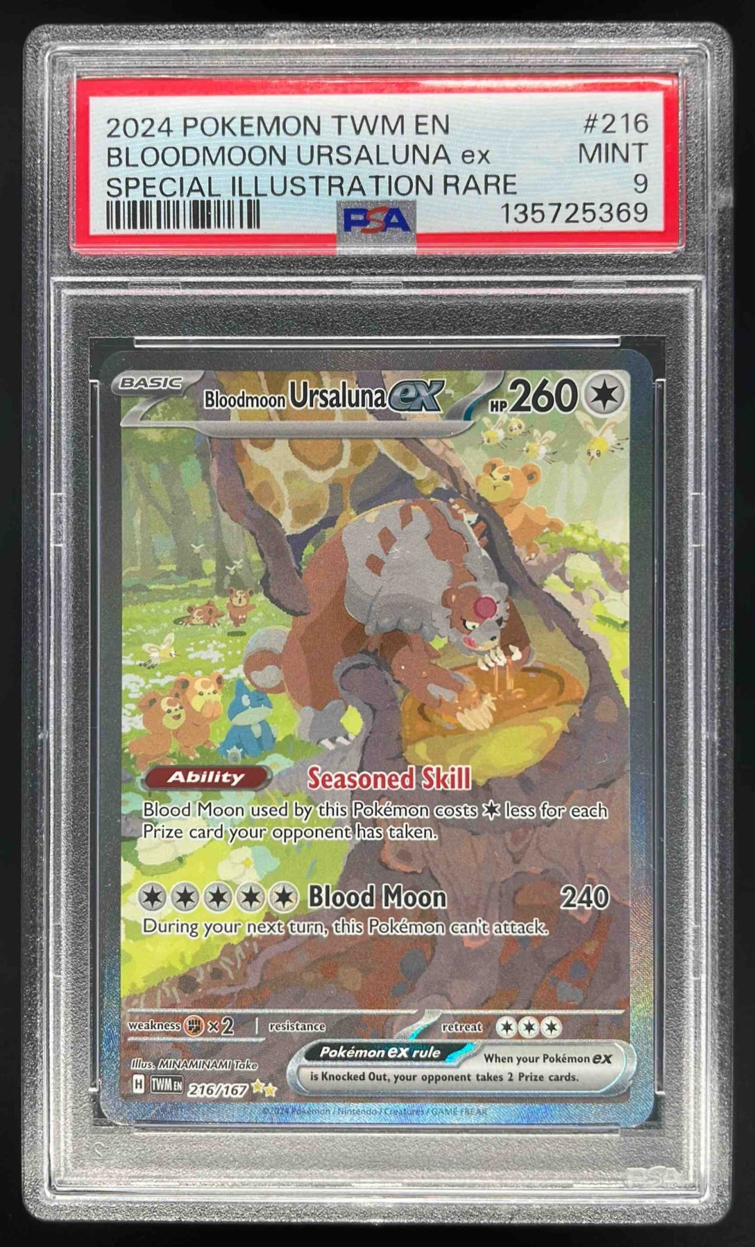 2024 Pokemon Twilight Masquerade #216/167 Bloodmoon Ursaluna ex PSA 9