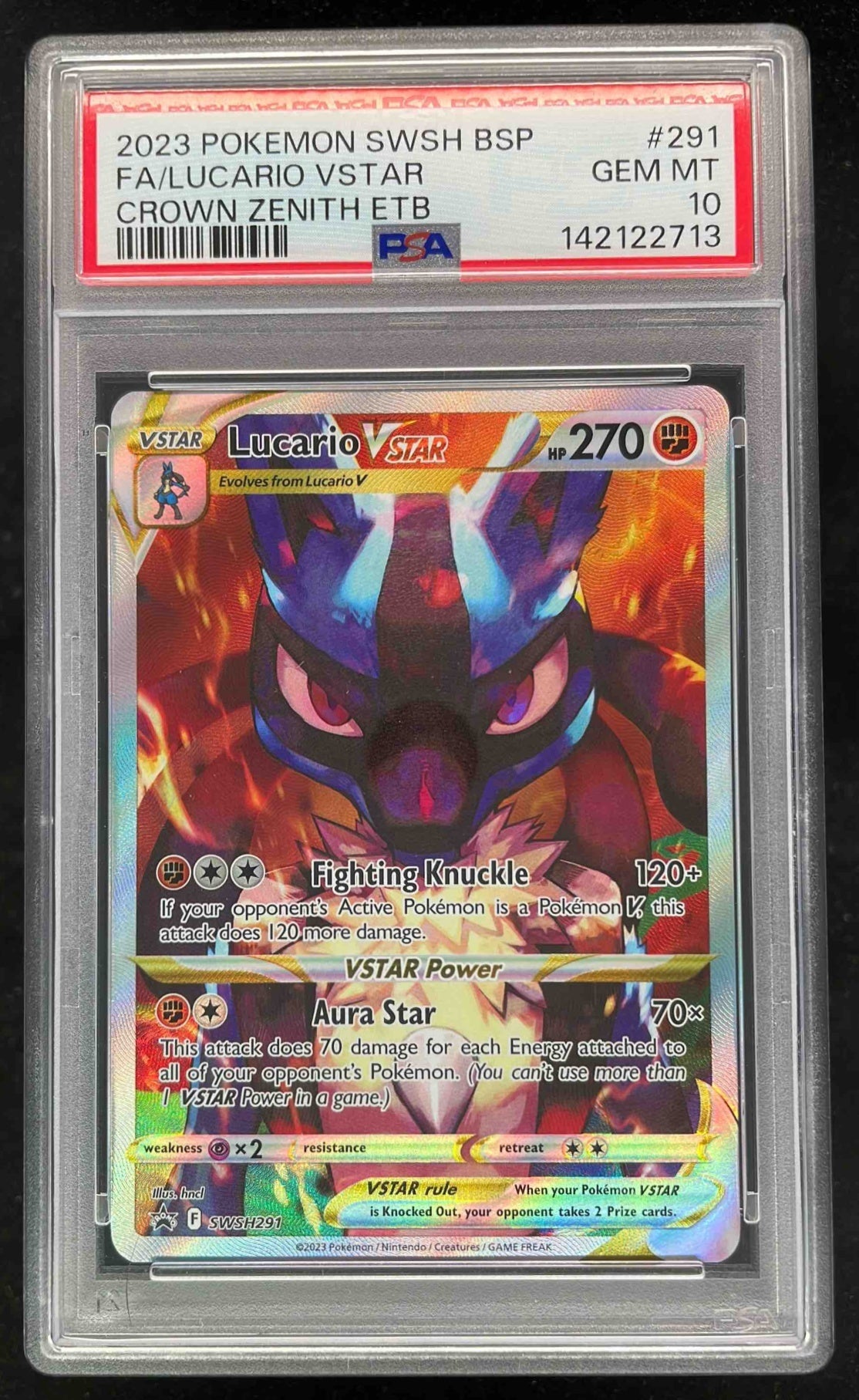 2023 Pokemon Sword & Shield Black Star Promos #SWSH291 Lucario VST PSA 10