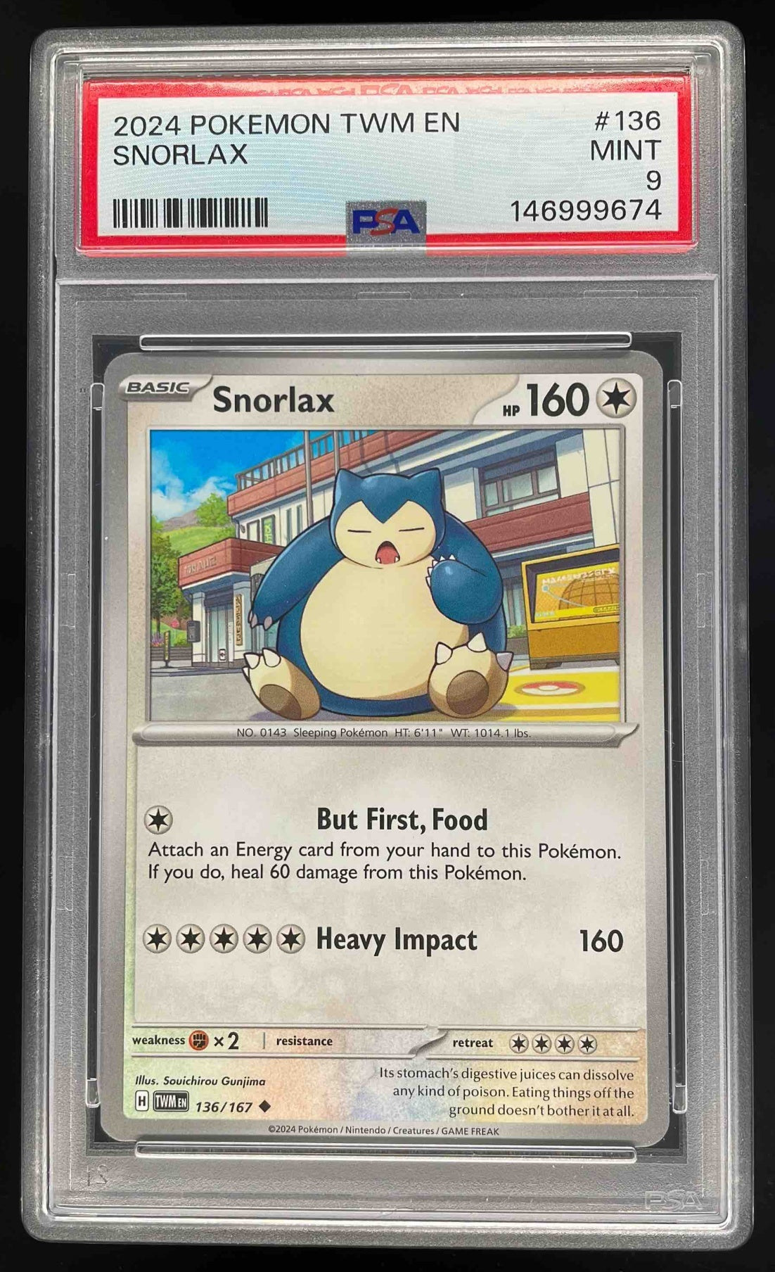 2024 Pokemon Twilight Masquerade #136/167 Snorlax PSA 9