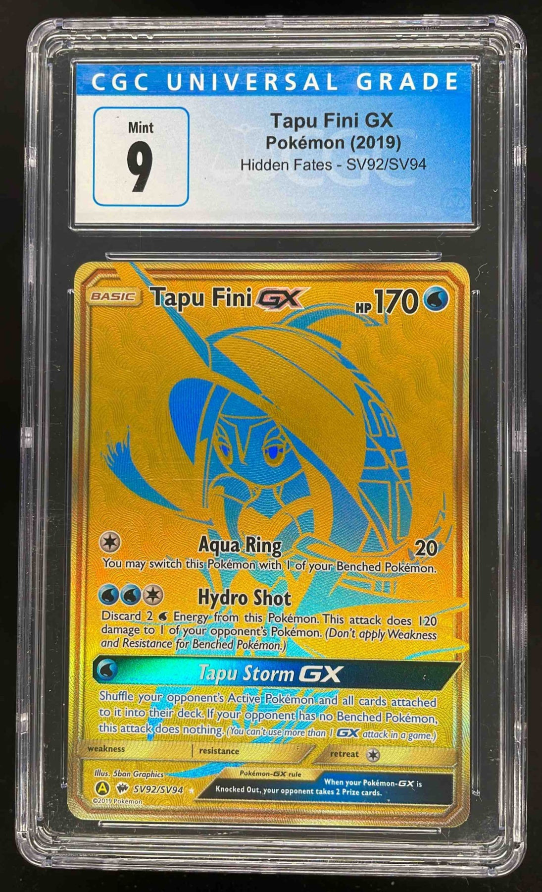 2019 Pokemon SM Hidden Fates Shiny Vault #SV92/SV94 Tapu Fini Secret Rare CGC 9